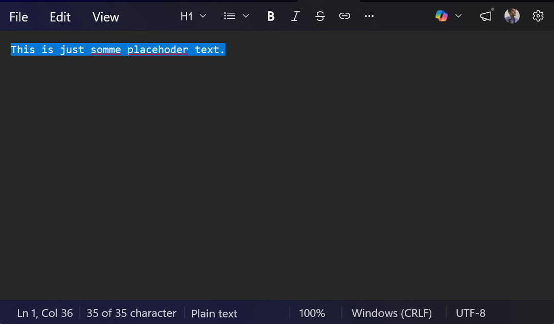 Text highlighted for amend