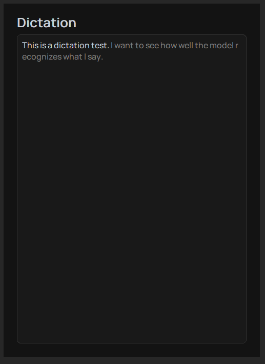White text in dictation window